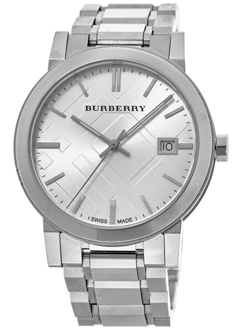 burberry large check stainless steel men's watch bu9000|Burberry Watch, Men's Swiss Stainless Steel Bracelet .